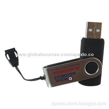 Swivel USB Flash Drive with 8GB Storage Capacity, Supports Password Protection and Bootable Function